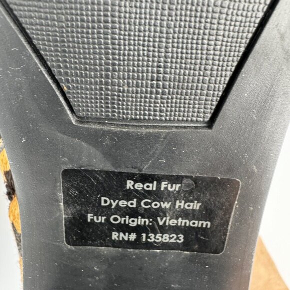 Franco Sarto Womens Bette Ankle Boots 8M Leopard Cheetah Leather Calf Hair Fur - Picture 10 of 13